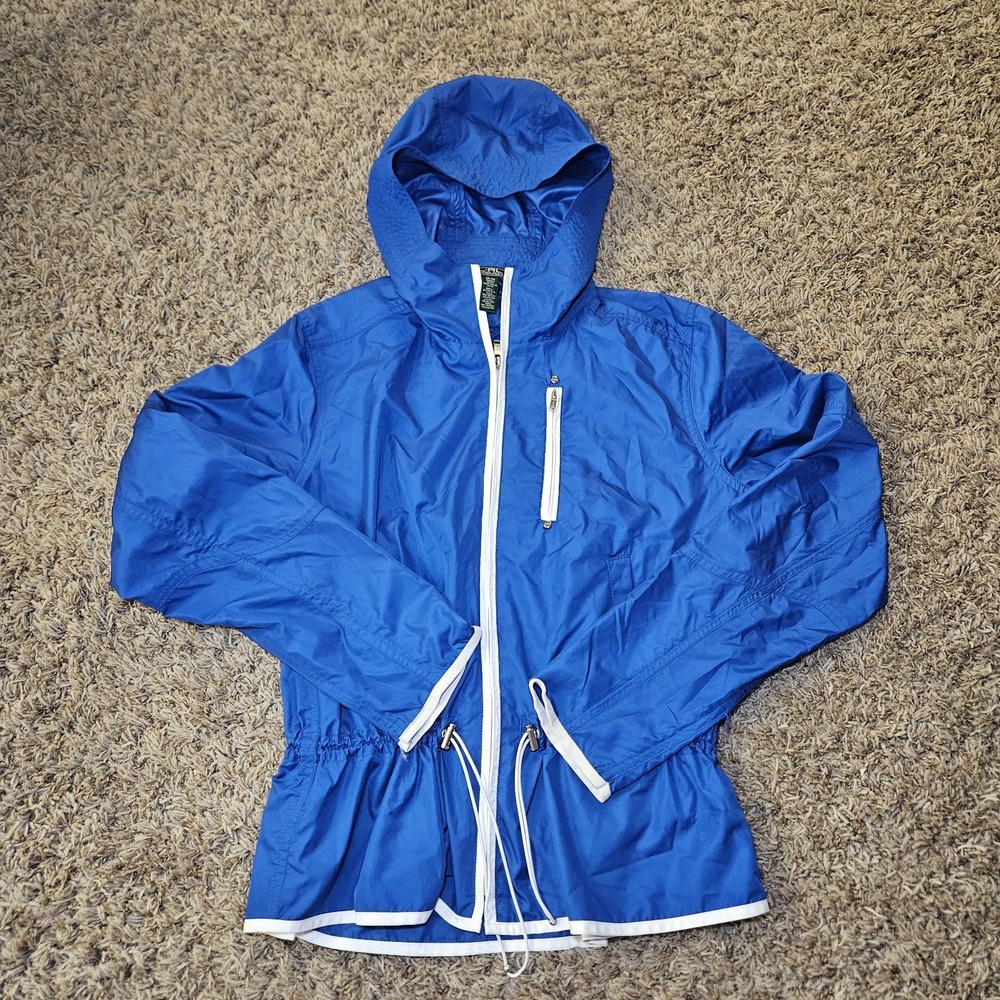 Lauren Ralph Lauren Active Blue Ladies Light Hooded Jacket‎ Size M Cinch Waist